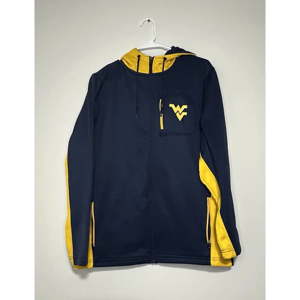 West Virginia Mountaineers Colosseum Full Zip Sweater Mens Large Blue Yellow